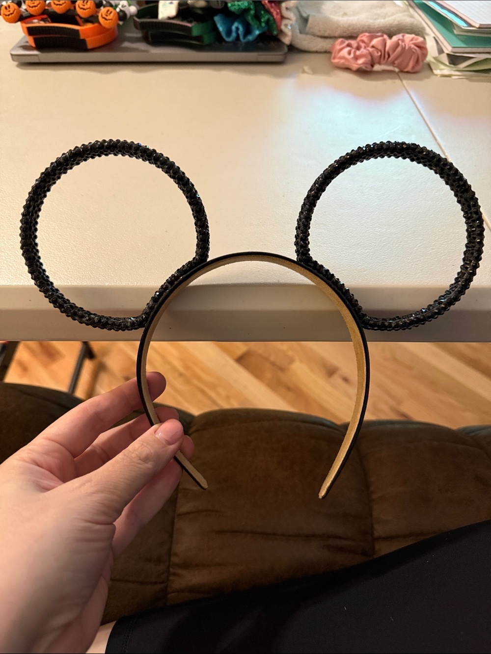 Black Crystal Mouse Ear Headband
